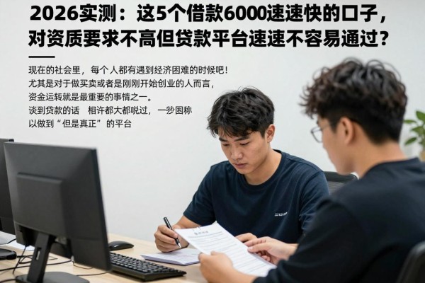 2026实测：这5个借款6000速度快的口子，对资质要求不高但贷款平台速度快不容易通过？