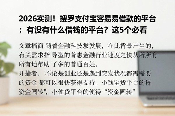 2026实测!搜罗支付宝最容易借款的平台:有没有什么借钱的平台?这5个必看