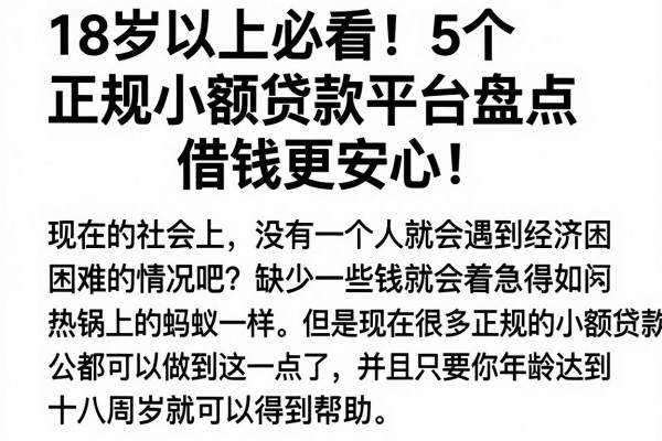 18岁以上必看!5个正规小额贷款平台盘点,借钱更安心