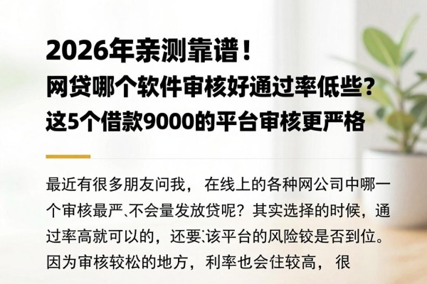 2026年亲测靠谱!网贷哪个软件审核好通过率低些?这5个借款9000的平台审核更严格
