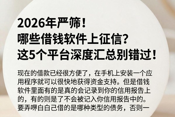 2026年严筛!哪些借钱软件上征信?这5个平台深度汇总别错过!