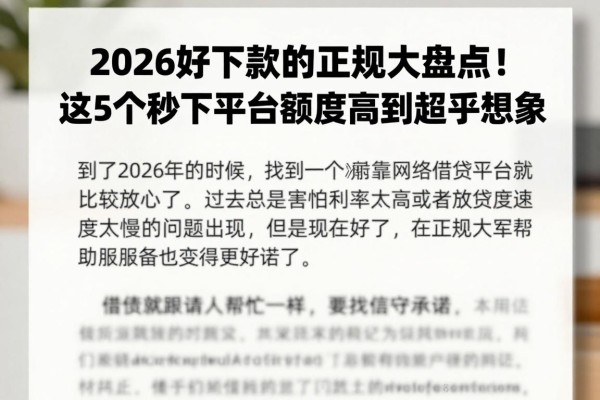 2026好下款的正规大盘点!这5个秒下平台额度高到超乎想象