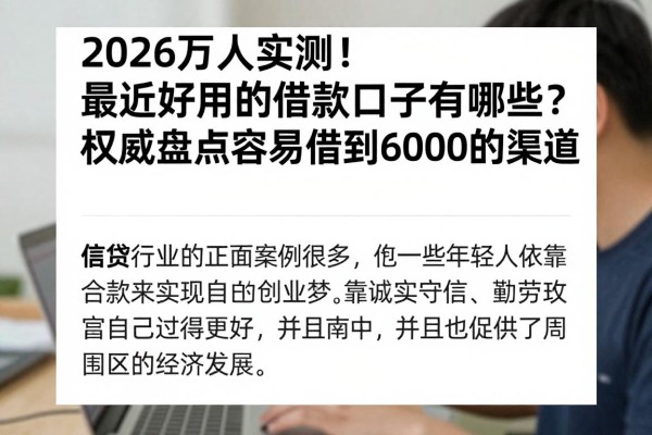 2026万人实测！最近好用的借款口子有哪些？权威盘点容易借到6000的渠道