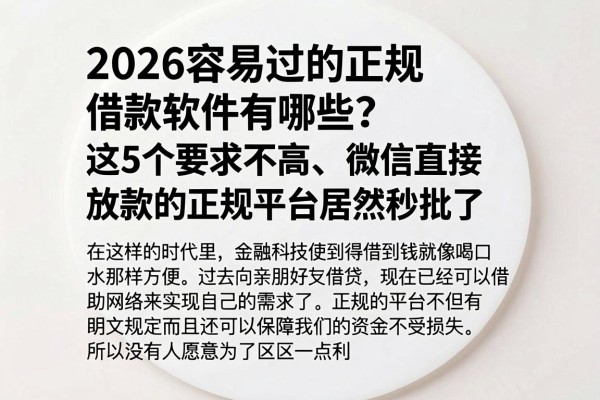 2026容易过的正规借款软件有哪些?这5个要求不高、微信直接放款的正规平台居然秒批了