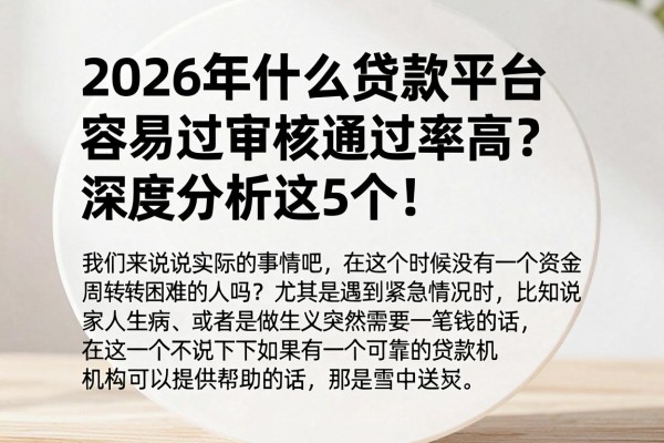 2026年什么贷款平台容易过审核通过率高?深度分析这5个!