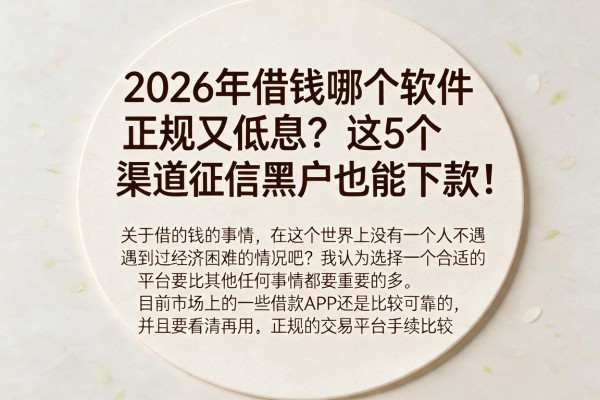 2026年借钱哪个软件正规又低息？这5个渠道征信黑户也能下款！