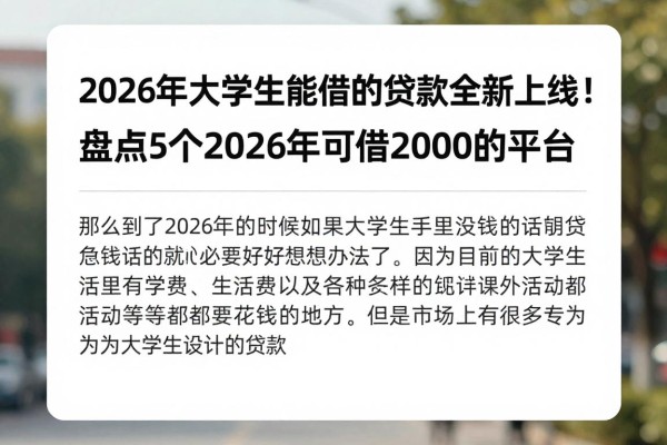 2026年大学生能借的贷款全新上线!盘点5个2026年可借2000的平台