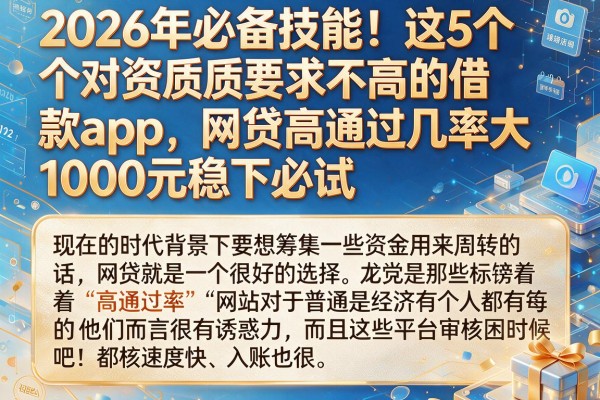 2026年必备技能！这5个对资质要求不高的借款App，网贷高通过几率大，1000元稳下必试
