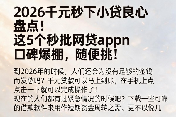 2026千元秒下小贷良心盘点！这5个秒批网贷App口碑爆棚，随便挑！