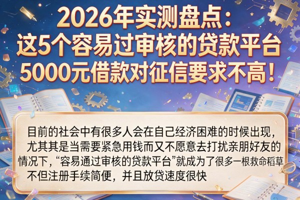 2026年实测盘点:这5个容易过审核的贷款平台,5000元借款对征信要求不高!
