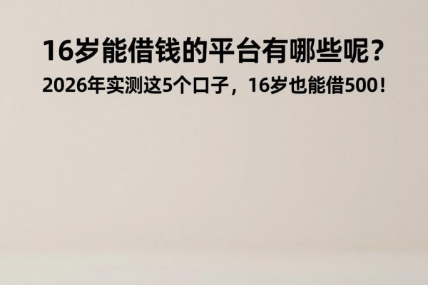 16岁能借钱的平台有哪些呢?2026年实测这5个口子,16岁也能借500!