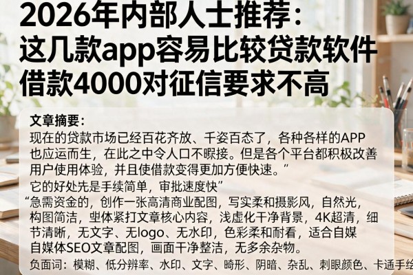 2026年内部人士推荐:这几款app容易比较贷款软件,借款4000对征信要求不高