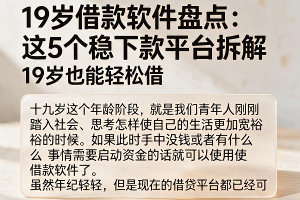 19岁借款软件盘点：这5个稳下款平台拆解，19岁也能轻松借