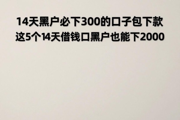 14天黑户必下3000的口子包下款，这5个14天借钱口子黑户也能下2000