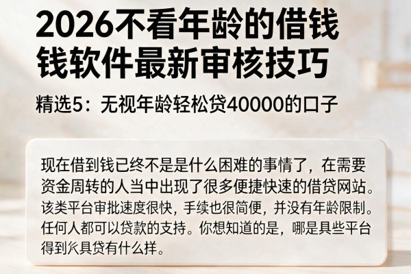 2026不看年龄的借钱软件最新审核技巧,精选5个无视年龄轻松贷40000的口子