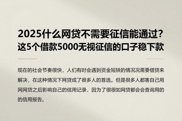 2025什么网贷不需要征信能通过?这5个借款5000无视征信的口子稳下款