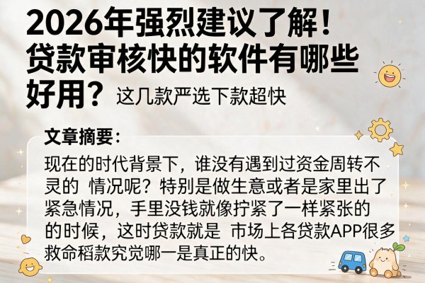 2026年强烈建议了解！贷款审核快的软件有哪些好用？这几款严选下款超快