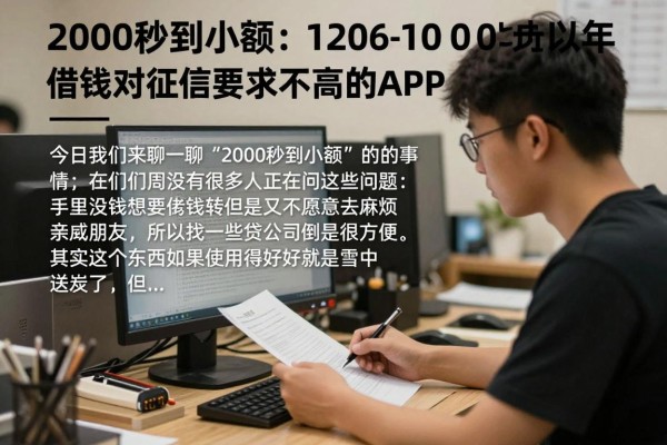 2000秒到小额!2026年必看内幕:精选5个10000以内借钱对征信要求不高的APP