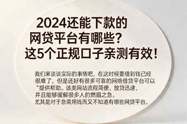2024还能下款的网贷平台有哪些？这5个正规口子亲测有效！