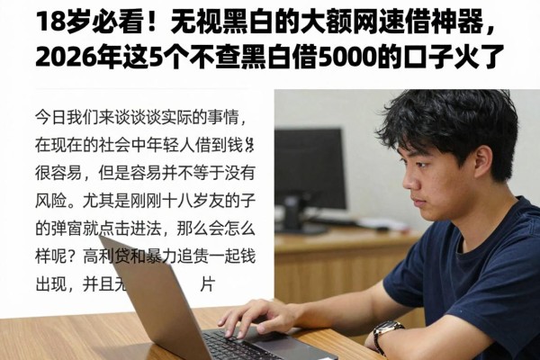 18岁必看!无视黑白的大额网贷速借神器,2026年这5个不查黑白借5000的口子火了