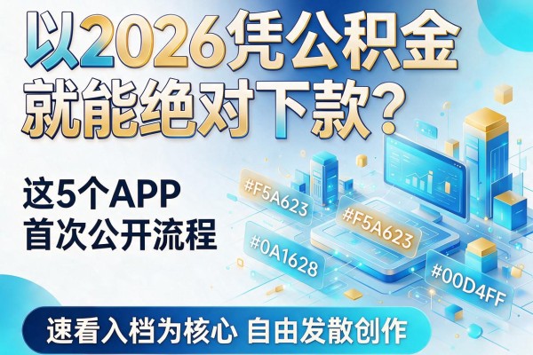 2026凭公积金就能绝对下款?这5个APP首次公开流程,速看入档