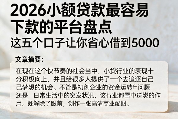 2026小额贷款最容易下款的平台盘点,这五个口子让你省心借到5000