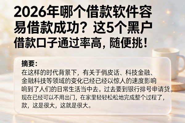 2026年哪个借款软件容易借款成功?这5个黑户借款口子通过率高,随便挑!