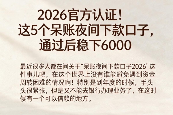 2026官方认证!这5个呆账夜间下款口子,通过后稳下6000