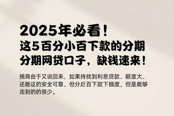 2025年必看！这5个百分百下款的分期网贷口子，缺钱速来！