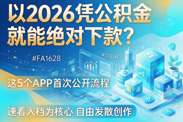 2026凭公积金就能绝对下款？这5个APP首次公开流程，速看入档