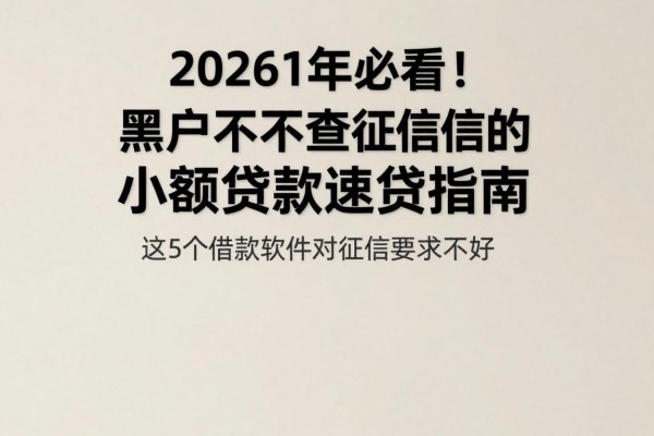 20261年必看!黑户不查征信的小额贷款速贷指南,这5个借款软件对征信要求不高