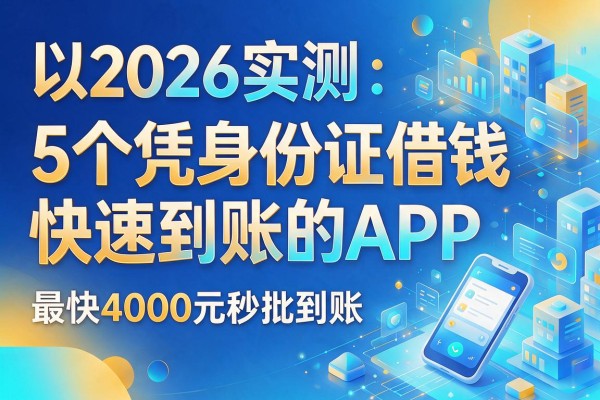 2026实测：5个凭身份证借钱快速到账的APP，最快4000元秒批到账