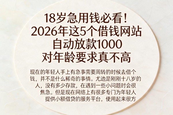 18岁急用钱必看！2026年这5个借钱网站自动放款1000，对年龄要求真不高