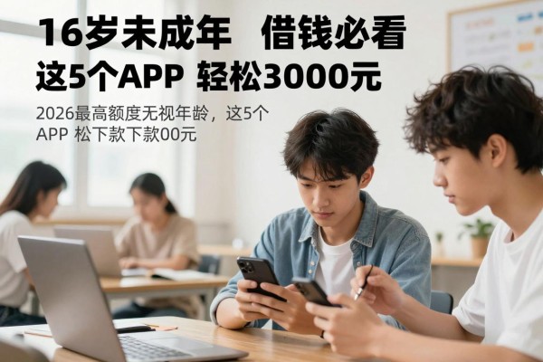 16岁未成年借钱必看！2026超高额度无视年龄，这5个APP轻松下款3000元