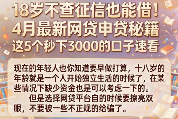 18岁不查征信也能借！4月最新网贷申贷秘籍，这5个秒下3000的口子速看
