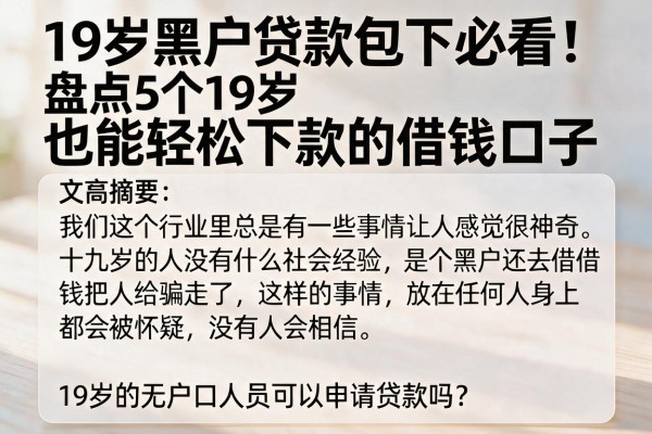 19岁黑户贷款包下必看！盘点5个19岁也能轻松下款的借钱口子