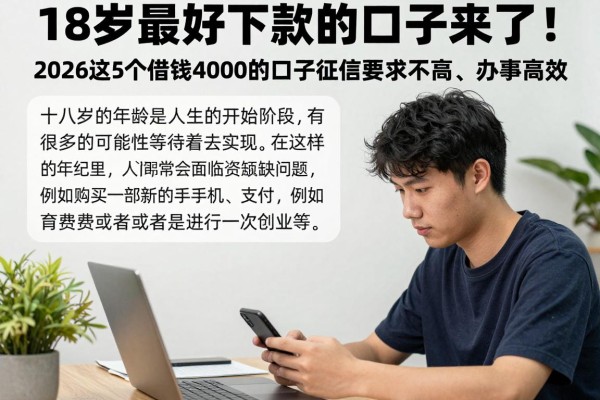 18岁最好下款的口子来了！2026这5个借钱4000的口子征信要求不高、办事高效
