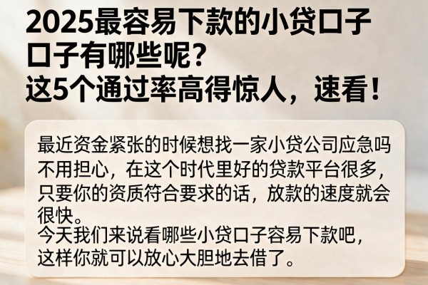2025最容易下款的小贷口子有哪些呢？这5个通过率高得惊人，速看！