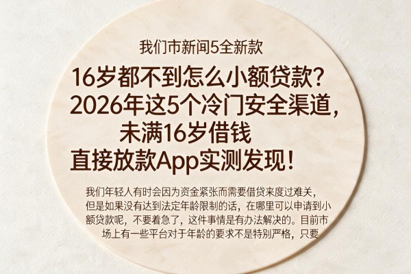 16岁都不到怎么小额贷款?2026年这5个冷门安全渠道,未满16岁借钱直接放款App实测发现!