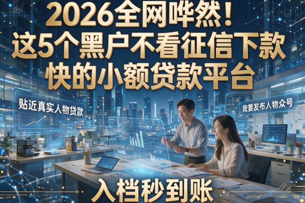 2026全网哗然！这5个黑户不看征信下款快的小额贷款平台，入档秒到账