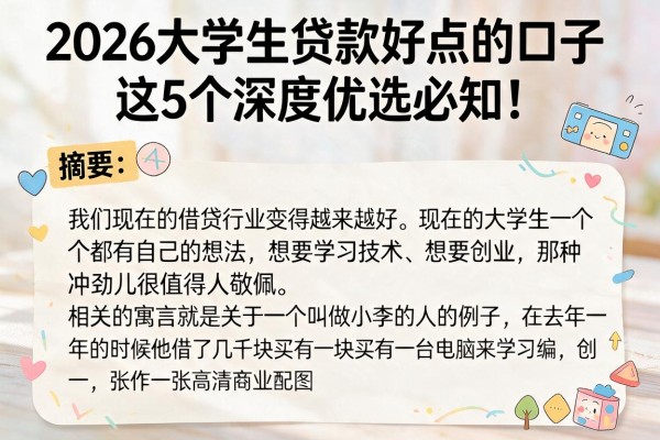 2026大学生贷款好点的口子,这5个深度优选必知!