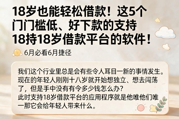 18岁也能轻松借款！这5个门槛低、好下款的支持18岁借款平台的软件，6月必看捷径