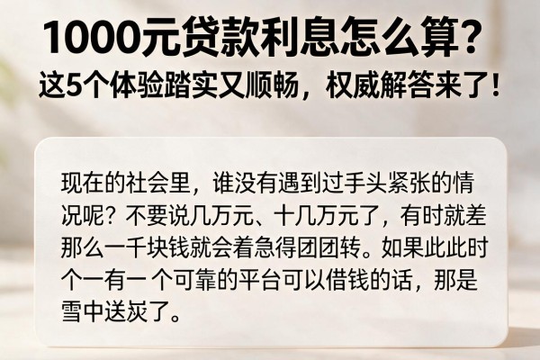 1000元贷款利息怎么算？这5个体验踏实又顺畅，权威解答来了！