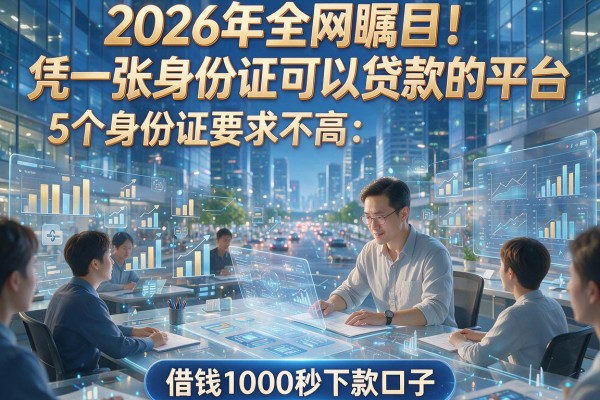 2026年全网瞩目！凭一张身份证可以贷款的平台力荐：5个身份证要求不高、借钱1000秒下款口子