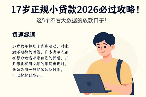17岁正规小额贷款2026必过攻略!这5个不看大数据的放款口子速收藏