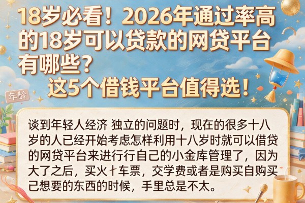 18岁必看！2026年通过率高的18岁可以贷款的网贷平台有哪些？这5个借钱平台值得选！
