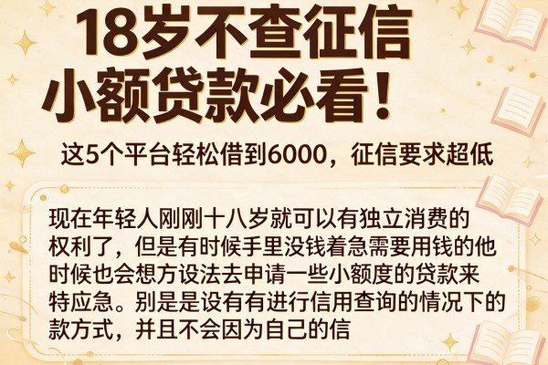 18岁不查征信小额贷款必看!这5个平台轻松借到6000,征信要求超低