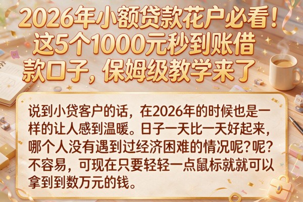 2026年小额贷款花户必看!这5个1000元秒到账借款口子,保姆级教学来了