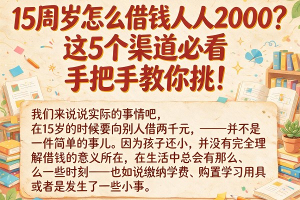 15周岁怎么借钱人人2000?这5个渠道必看,手把手教你挑!