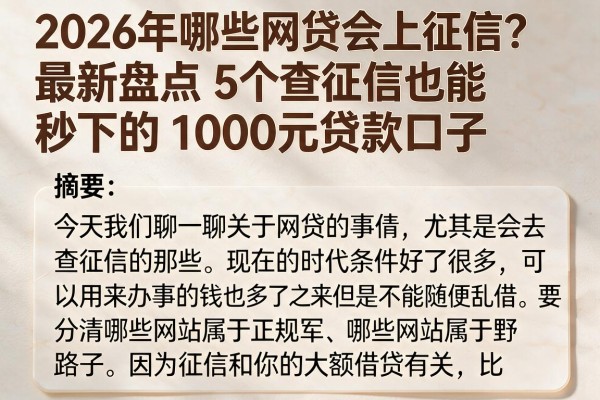 2026年哪些网贷会上征信？最新盘点5个查征信也能秒下的1000元贷款口子